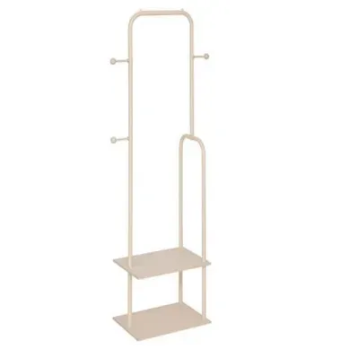 Portant à Vêtements, 2 étagères, Coloris Argile - Longueur 45 X Largeur 31 X Hauteur 164 Cm
