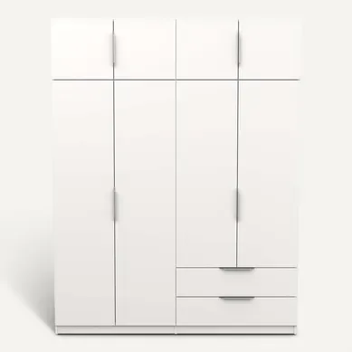 Armoire 8 Portes 2 Tiroirs Couleur Blanc Mat - Largeur 157,3 X Profondeur 51,1 X Hauteur 203 Cm
