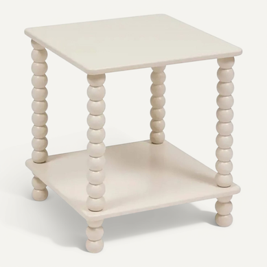 Table D'appoint Table Café Avec 1 étagère Et Des Pieds Boules, Coloris Ivoire Table D'appoint Table Café Avec 1 étagère Et Des Pieds Boules, Coloris Ivoire