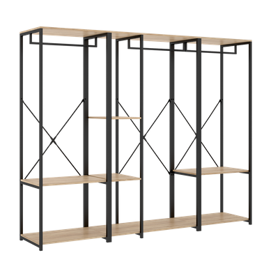 Portant à Vêtements Triple Penderie De Structure Métallique Avec 4 étagères De Rangement Portant à Vêtements Triple Penderie De Structure Métallique Avec 4 étagères De Rangement