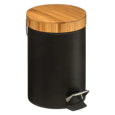 Poubelle À Pédale En Bambou Natureo - 3 L - Noir Poubelle À Pédale En Bambou Natureo - 3 L - Noir