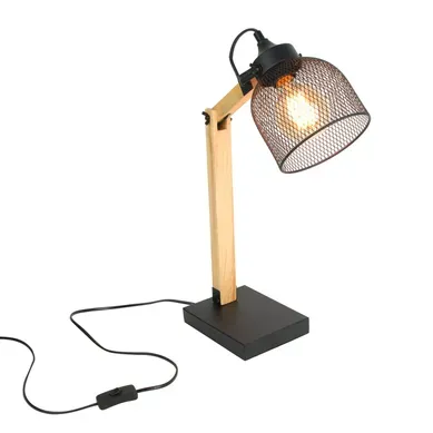 Lampe De Bureau Inclinable En Bois Et Métal - H.38 Cm - Noir Lampe De Bureau Inclinable En Bois Et Métal - H.38 Cm - Noir