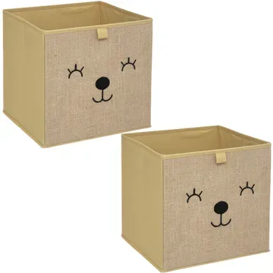 Lot De 2 Boîtes De Rangement Enfant Effet Jute Animal - L. 29 X L. 29 Cm - Marron Lot De 2 Boîtes De Rangement Enfant Effet Jute Animal - L. 29 X L. 29 Cm - Marron