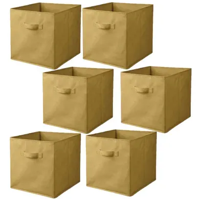 Lot De 6 Cubes De Rangement Pliables En Tissus Avec Poignée - 30x30x30cm - Jaune Ananas Lot De 6 Cubes De Rangement Pliables En Tissus Avec Poignée - 30x30x30cm - Jaune Ananas