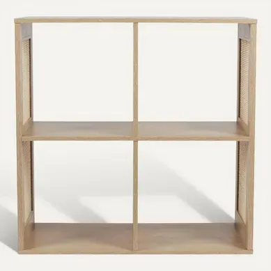 Etagère De Rangement 4 Cases Bali En Cannage - Marron