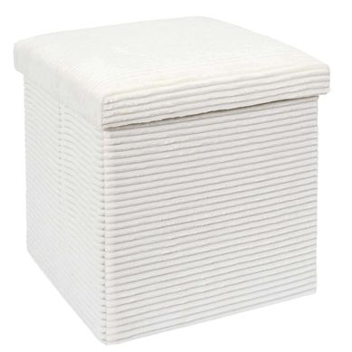 Pouf De Rangement Pliable Effet Côtelé - Beige Pouf De Rangement Pliable Effet Côtelé - Beige