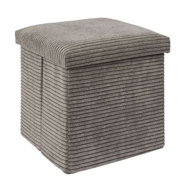 Pouf De Rangement Pliable Effet Côtelé - Taupe Pouf De Rangement Pliable Effet Côtelé - Taupe