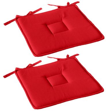 Lot De 2 Galettes De Chaise En Coton Panama - Rouge Lot De 2 Galettes De Chaise En Coton Panama - Rouge