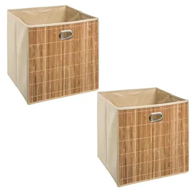 Lot De 2 Boîtes De Rangement Cube En Bambou Et Tissu Mix'n Modul - L.31 X L.31 X H.31 Cm - Beige Lot De 2 Boîtes De Rangement Cube En Bambou Et Tissu Mix'n Modul - L.31 X L.31 X H.31 Cm - Beige