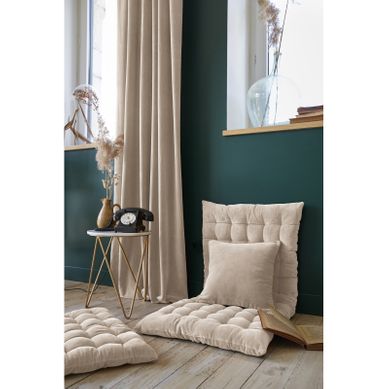Rideau Ajustable + 8 Anneaux Pince "césar" 140 X 270 Cm Velours De Coton - Taupe - 140x270 Cm