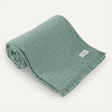 Plaid à Franges "brehat" Gaze De Coton Stonewashed Plaid à Franges "brehat" Gaze De Coton Stonewashed