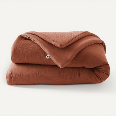 Edredon Ou Bout De Lit "gaïa" "gaze De Coton" - Terracotta - 180x240 Cm