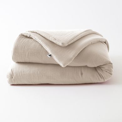 Edredon Ou Bout De Lit "gaïa" "gaze De Coton" - Taupe - 180x240 Cm