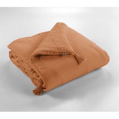 Edredon Ou Bout De Lit "gaïa" "gaze De Coton" - Orange - 150x150 Cm