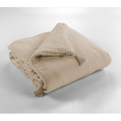 Edredon Ou Bout De Lit "gaïa" "gaze De Coton" - Beige - 150x150 Cm
