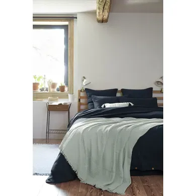 Plaid À Franges 180 X 220 Cm – Double Gaze De Coton Gaïa Eucalyptus Plaid À Franges 180 X 220 Cm – Double Gaze De Coton Gaïa Eucalyptus