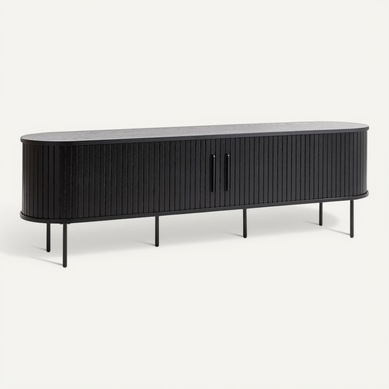 Meuble Bas 2 Portes 180 Cm - Bois Noir - Alba Meuble Bas 2 Portes 180 Cm - Bois Noir - Alba