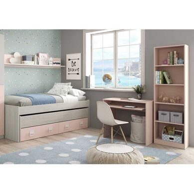 Chambre à coucher enfant/ado (lit 140x200 cm + 2 chevets + armoire),  coloris graphite/effet acier - Conforama