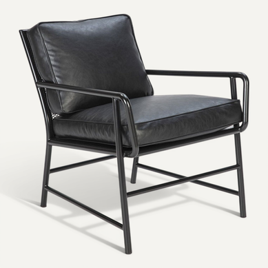 Fauteuil 63x95x79 Métal Gris Foncé/cuir Synthétique Noir Fauteuil 63x95x79 Métal Gris Foncé/cuir Synthétique Noir