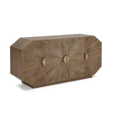 Buffet 180x45x85 Bois Patiné/métal Doré