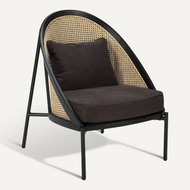 Fauteuil 71x71x95 Toile Brun/rotin Naturel/bois Noir/métal Noir Fauteuil 71x71x95 Toile Brun/rotin Naturel/bois Noir/métal Noir