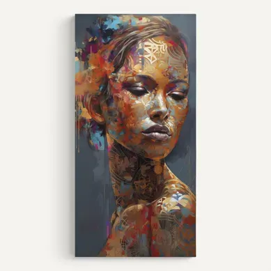 Toile Portrait Féminin Stylisé Aux Couleurs Chaudes 40 X 80 Cm Bleu Toile Portrait Féminin Stylisé Aux Couleurs Chaudes 40 X 80 Cm Bleu