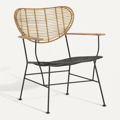 Fauteuil élégance Osier Métal Noir Fauteuil élégance Osier Métal Noir