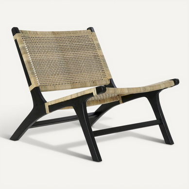 Fauteuil Design Contemporain En Teck Et Rotin Noir Fauteuil Design Contemporain En Teck Et Rotin Noir