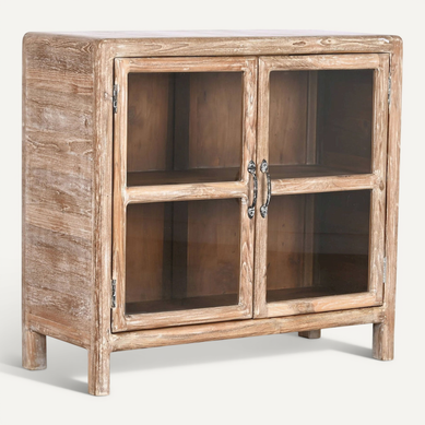 Buffet Teck Recyclé Vitré Pour Salon élégant Et Durable