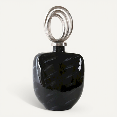 Vase Décoratif Noir Argenté En Verre Et Aluminium Moderne Vase Décoratif Noir Argenté En Verre Et Aluminium Moderne
