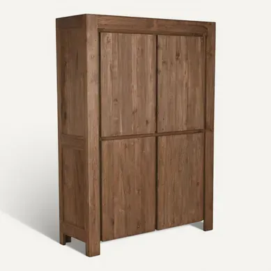 Armoire En Teck Recyclé Naturel Style Minimaliste 4 Portes