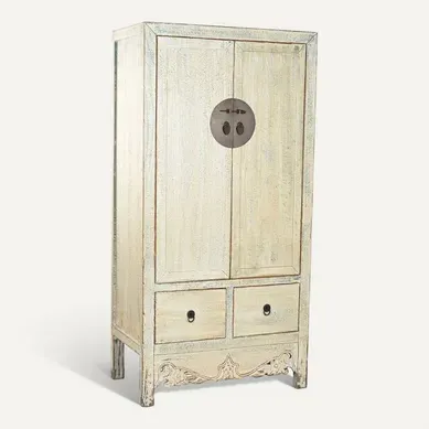 Armoire Vitrée Bois Métal Style Oriental Finition Bicolore