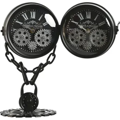Horloge De Table Style Loft Métal Verre Noir Argent élégant Horloge De Table Style Loft Métal Verre Noir Argent élégant