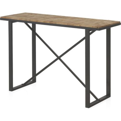 Console En Bois Naturel Avec Base Métal Et Finition Texturée Console En Bois Naturel Avec Base Métal Et Finition Texturée