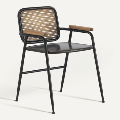 Fauteuil Métal Noir Dossier Effet Rotin Et Accoudoirs Bois Fauteuil Métal Noir Dossier Effet Rotin Et Accoudoirs Bois