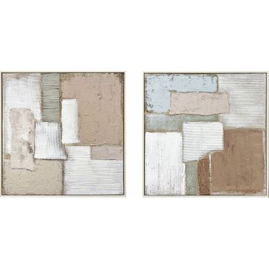 Tableau Abstrait Texturé Tons Naturels Décoration Murale