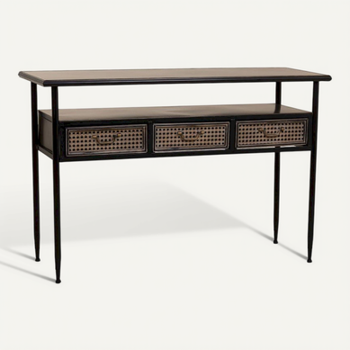 Console Métal Marron Style Vintage Ambiance Chaleureuse Console Métal Marron Style Vintage Ambiance Chaleureuse