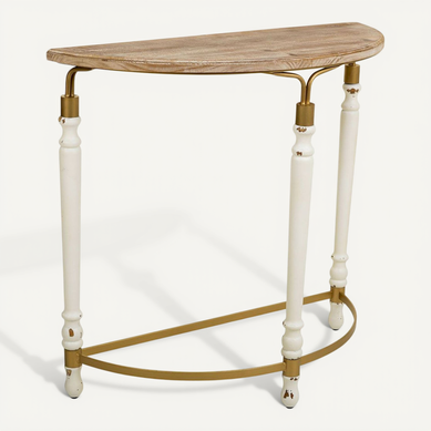 Console élégante Bois Et Métal Marron Esprit Vintage Blanc Console élégante Bois Et Métal Marron Esprit Vintage Blanc