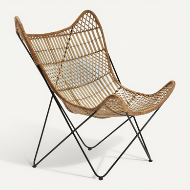 Fauteuil Osier Naturel Et Métal Noir Design élégant Fauteuil Osier Naturel Et Métal Noir Design élégant