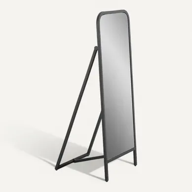 Miroir Sur Pied Noir Design Métal Et Verre élégant