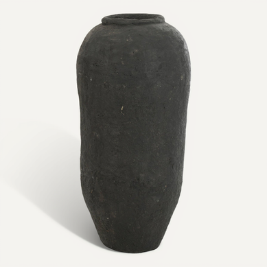 Vase Noir En Papier Mâché Style Artisanal Chic Pour Décoration Vase Noir En Papier Mâché Style Artisanal Chic Pour Décoration