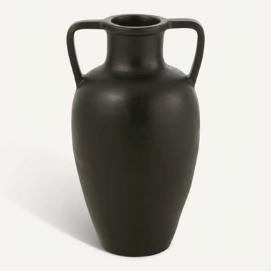 Vase Terracotta Noir à Deux Anses Style Méditerranéen Vase Terracotta Noir à Deux Anses Style Méditerranéen