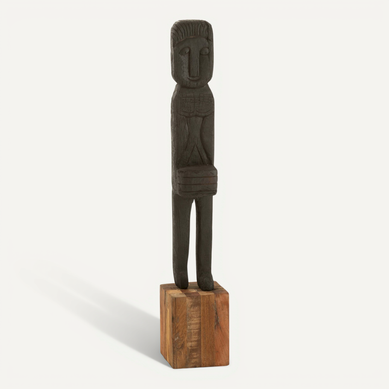 Statue Boro En Bois Noir Et Naturel Style Ethnique Décoratif