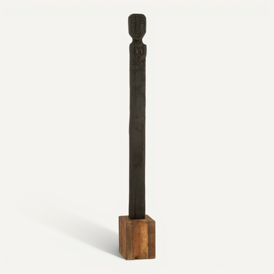 Statue Kuru Bois Naturel Noir Accent Ethnique Décoratif