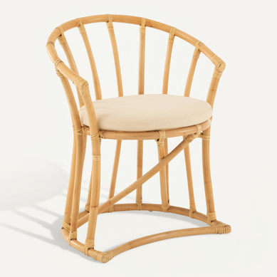 Chaise Rotin Naturel Avec Coussin Blanc Textile élégant Chaise Rotin Naturel Avec Coussin Blanc Textile élégant