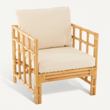 Fauteuil Rotin Naturel Coussin Blanc Confort élégant Fauteuil Rotin Naturel Coussin Blanc Confort élégant
