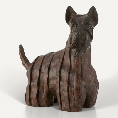 Statue Chien Terrier écossais Moderne En Résine Marron Décorative