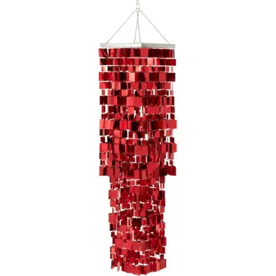 Abat-jour Chandelier Carré Pvc Rouge Effet Moderne élégant