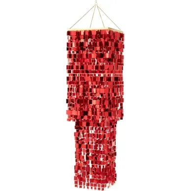 Abat-jour Chandelier Carré Pvc Rouge Pour Suspension élégante