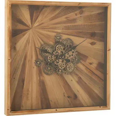 Horloge Murale Carrée Bois Naturel Style Industriel Chic Horloge Murale Carrée Bois Naturel Style Industriel Chic